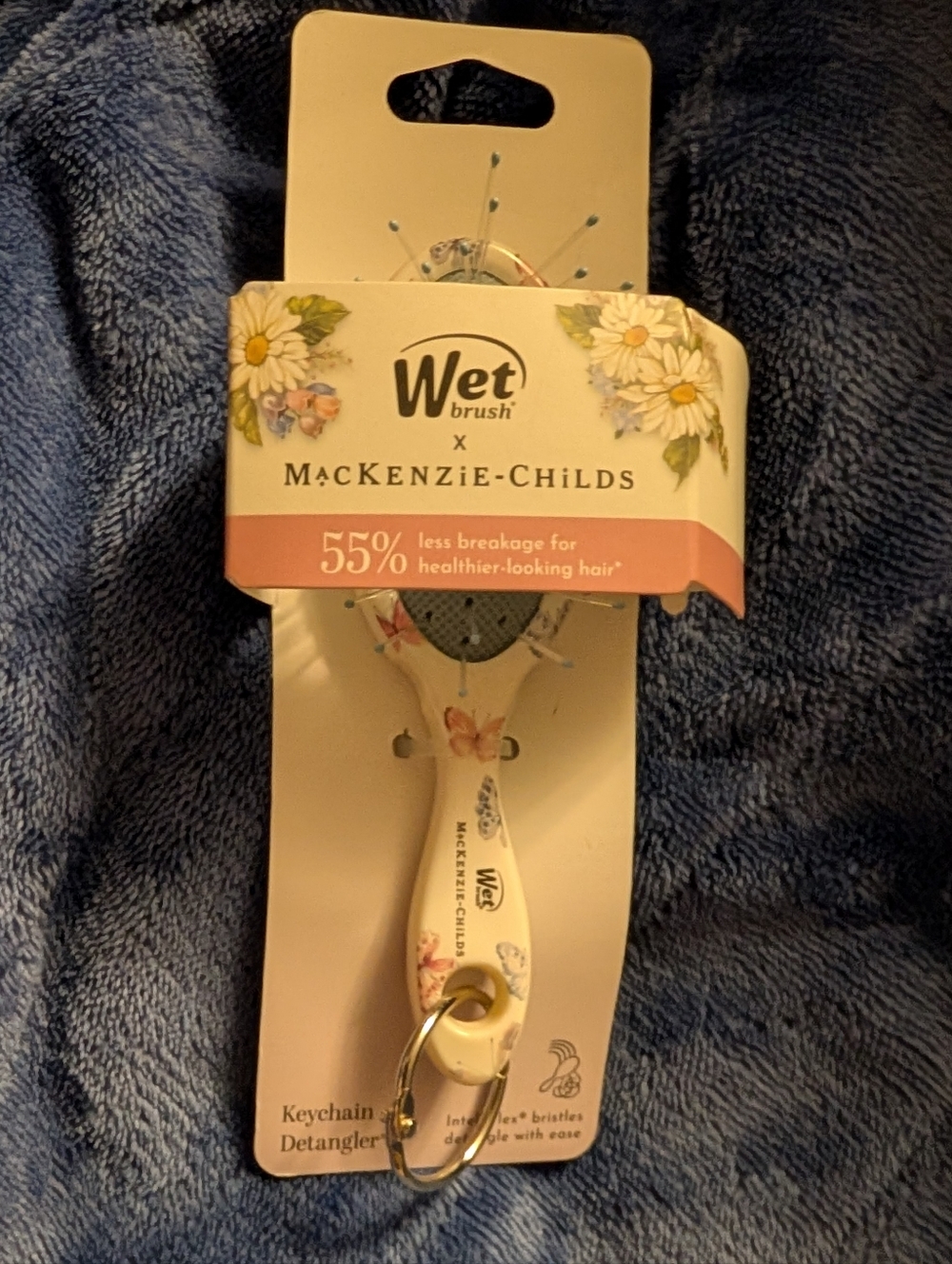 Wet Brush x MacKenzie-Childs Cream Floral Keychain Detangler Brush for Kids